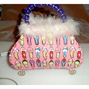 Purse Lamp Pink Y2K  Shoe Design Faux Fur 11"